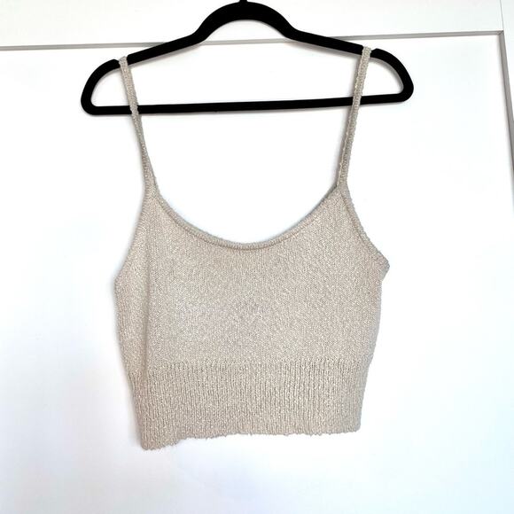 Le Lis Cream Knit Cropped Tank Top Size Large - Picture 1 of 7
